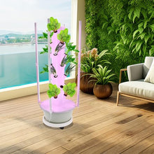 Hydroponics Growing System Kit with Wheels, 7-Layer 28-Planting Vertical Garden Vegetables Hydroponic Tower with LED Grow Lights, 3-Level Lighting Modes, 24-Hour Cycle Timer (White and Light Green)