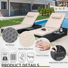 UOPYNE Patio PE Wicker Lounge Chairs, Outdoor Chaise Lounge, All-Weather PE Rattan Patio Chaise Lounge Chair Set of 2, Wicker Poolside Lounge Chair Sunbathing Camping Beach Pool Chairs