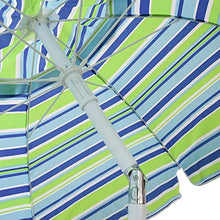 LumaGrove 200cm Windproof Beach Umbrella Outdoor Striped Patio Umbrella with Tilt and 8 Ribs, Sun Shade Parasol with Bag