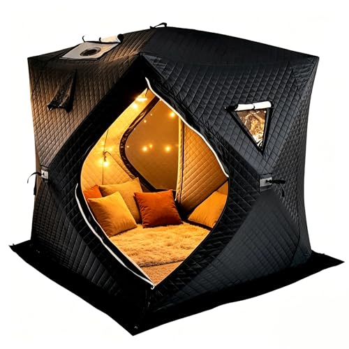 QITUJOUR Portable Home Sauna Tent for 3-5 People, 3-Layer Insulated Outdoor Sauna Tent with Smoke Vent, Heavy Duty 210D Oxford Fabric Sweat Sauna Room