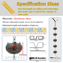 DFTDFYXY3.2-26.2FT Rain Chain Outdoor Rain Chains Rain Catcher Chain Aluminum Downspout Catcher Rain Chain Gutter with Fixer and Hook for Window Garden Decorations,Eaves Drainage,Temple,3.6m(11.8ft)