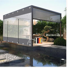 FENGZEQUAN Heavy Duty Outdoor Curtain PVC Plastic pergola Cover with Zipper, Gray Transparent Tarpaulin Side Panels, Anti-Aging Insulation Soft, Low Temperature Resistant(H3xL10m/H9.8xL32.8ft)
