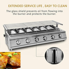 UYCVT Smokeless Gas Grill, Portable Liquefied Gas Oven with 6 Burner, Adjust Height Smokeless BBQ, Stainless Steel Outdoor Barbecue Cooking Oven, for Courtyard Camping Par