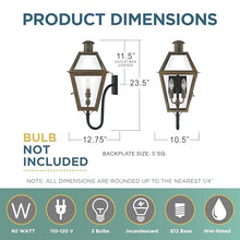 Quoizel Rue De Royal Charleston Outdoor Wall Lantern 23.5 Inch 2-Light Industrial Bronze