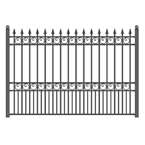 ALEKO FENCELON London Style Galvanized Steel Fence Ornamental Security 8 x 5 Feet Black