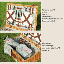 ZYBB Picnic Basket Wicker with Cutlery Insulation Bag Napkin Willow for 4 People (Color:B)