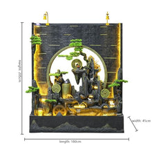 Elegant Zen Landscape Waterfall Fountain with LED Lighting and Artificial Greenery – Indoor and Outdoor Feng Shui Water Feature for Home and Garden Décor(2757)