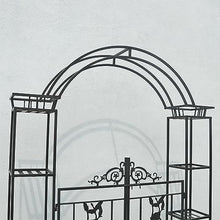 MELPHI Metal Garden Arbor, Garden Arch with Gate, Planter Boxes for Climbing Vines, Ceremony, Weddings, Party, Garden, Backyard, Lawn (Size : 219cm)
