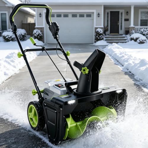 LURECAQING 40V Cordless Electric Snow Blower — 3500W Brushless Motor, 20" Clearing Path, 25ft Throw Distance, Battery Powered Snow Shovel for Driveway Sidewalk Patio Garden 2Batteries