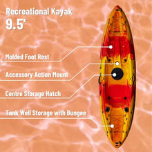 CuisinAid 9.4FT Sit-On-Top Fishing Kayak with Paddles Green Yellow