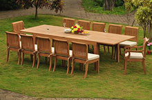 WholesaleTeakFurniture Grade-A Teak Wood Dining Set 12 Seater 13 Pc: Large Caranasas 122" Dining Rectangle Table Table, 2 Arm and 10 Giva Armless Chairs #WFDSGV65