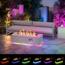 42" Rectangular Outdoor Propane Fire Pit Table with LED for Outside Patio