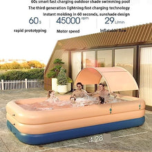 XQZMZSCP Large Inflatable Swimming Pool with Canopy, Foldable Family Large Outdoor Adult Swimming Pool, Automatic Inflation, Safety Fence (Blue 3m)