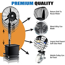 HUXUZYDY Outdoor Misting Pedestal Fan with 45L Large Capacity Tank, Mist Spray Kit, Oscillation Feature, Hight Adjustable Cooling Fan for Outside Patio,71cm/28in,71cm/28in