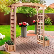 All Things Cedar 6-ft Cedar Garden Pagoda Arbor with Side Planters Red
