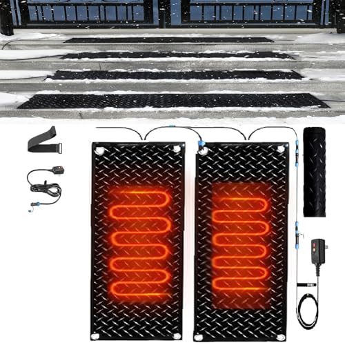 AMHUKIP Snow Melting Mat - Premium Non-Slip Rubber Outdoor Snow Removal Mat for Walkways, Stairs, and Roofs | for Winter(40x120cmx2Pcs)