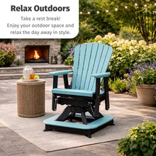 DutchCrafters Slat Fan Back Poly Balcony Adirondack Swivel Glider with Footrest Outdoor Patio Chair (Tudor Brown & Cedar)