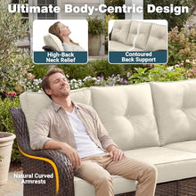 SAILARY Patio Furniture Set, 12PCS Outdoor Wicker Conversation Set with 6" Thick Cushions, High Back Rattan Sofa & Swivel Rocker Chairs, Weather Resistant Olefin Fabric for Garden, Poolside, Beige