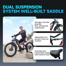 Cleytro Adult Electric Bike 1500W Dual Motor 52V21Ah Battery 37MPH 50Miles Range 26 Inch Fat Tire Beach Mountain Electric Bike Hydraulic Disc Brakes Full Suspension ES7PRO 1500W 37MPH Black