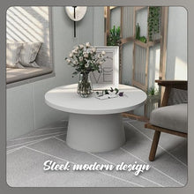 LeisureMod Minimalist White Side Table with Pedestal Base – Round Fiberstone Accent Table for Living Room, Outdoor, or Patio Use, Dune Series (White)