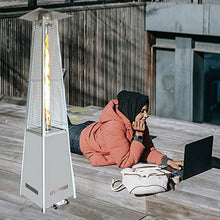 48000BTU Outdoor Patio Heater Pyramid Propane Heaters for Patio with Wheels Gas Heater with Cover for Indoor Use and Outdoor Use Black Silver