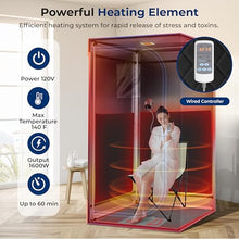 SereneLife Infrared Heat Home Sauna, Compact & Portable Spa Style Steam Sauna, Foot Pad Heating Mat, Indoor Personal Sauna with Foldable Chair, at-Home Relaxation and Rejuvenation
