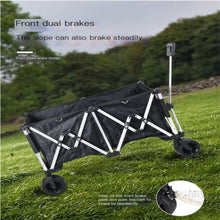 PUCNHZYNW Outdoor Folding Aluminum Alloy Beach Trolley Cart for Camping and Picnic Small Pull Car for Off Road Adventures Black Color