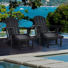 Wildformers Adirondack Chair Set of 4 with Retractable Ottoman, Adjustable Reclining, Folds for Easy Carry, Black
