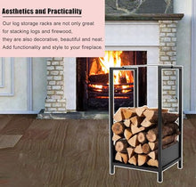 ELUKHT Log Holder 30 Inch Firewood Racks for Inside Outside, Black Rustic Fireplace Log Storage Rack Stacker Holder, Heavy Duty Metal Firewood Holder Logs Stand,