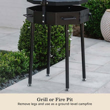 Ash & Ember Santa Maria Grill, Argentine Style Open Fire Grill, Adjustable Cooking Grate with Flywheel, BBQ Grill Comes with Cast Iron Skillet