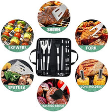 18pcs Stainless Steel BBQ Accessories Tool Set, BBQ Grill Accessories Set, Heavy Duty BBQ Accessories with Carrying Bag, for Home, Camping, Traveling