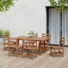 WestinTrends Ashore 7-Piece HDPE Outdoor Rectangular Patio Dining Table Set with Side Chairs, Teak