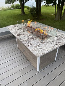 EasyFirePits DIY Pro Tank-in-Table Linear Fire Table Kit w/Glass Windscreen, Stainless Steel Pan, Burner, and Professional Gas Connection Kit (70.5X13.5)