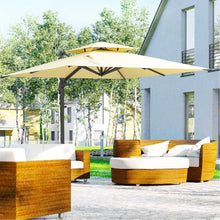 OROTLECT 10Ft Offset Patio Umbrella, Hanging Cantilever Umbrella, Square Shape, Aluminum Cross Base, Tilt, 360-Degree Rotation, Beige