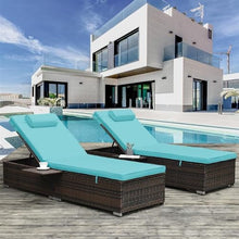 UOPYNE Patio PE Wicker Outdoor Lounge Chairs, 2 PCS All-Weather PE Rattan Patio Chaise Lounge Chair, Wicker Poolside Lounge Chair Sunbathing Camping Beach Chaise Lounge Chair Outdoor