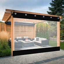 LSSHQ Transparent Side Panels for Pergola, Outdoor Waterproof Curtain Tarpaulin, Windshield Tear Resistance with Eyelets, for Wood Framed Gazebo, Terrace (Color : Transparent+Black, Size : 5x3m)