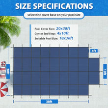 iCOVER Inground Pool Safety Cover, Fits 18x36ft Rectangular Pools with 4x8ft Center End Step, Winter Pool Covers for Inground Pools, Safety Pool Covers, Triple Stitched High Strength, Blue