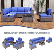 Garvee Patio Furniture Set, 7-Piece Outdoor Couches for Patio, Wicker Sectional Sofa with Coffee Table & Cushions