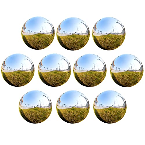LXLIGHTS RT-OSXE Reflective Garden Gazing Balls, 10pcs 1.5mm Thick Stainless Steel Seamless Hollow Polished Sphere, Outdoor Indoor Christmas Mirror Reflection Garden Decoration Globe, 14 Sizes