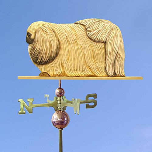 Pekingese Hand Carved & Painted Weathervane Fawn, 22 Inch, No