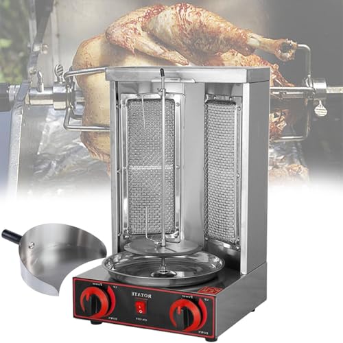 Countertop Rotisserie Grill Kebab Vertical Rotisserie Propane Turkish Chicken Doner Kebab Broiler, for Home Restaurant Kitchen,Pan(Pan)