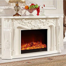 oaxroe Bedroom Fireplace Wood Fireplace Living Room Decorating Warming Fireplace Mantel Electric Insert Firebox LED Optical Artificial Flame Fireplace Heater(White,with Heater)