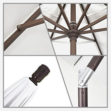 California Umbrella 11' Round Aluminum Market Umbrella, Crank Lift, Auto Tilt, Bronze Pole, Navy Blue Olefin