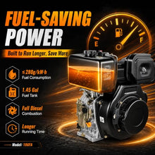 10HP Diesel Engine 418cc, 4-Stroke Air-Cooled Motor Recoil Start, Black