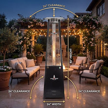 LAVA HEAT ITALIA Lava Lite 92-Inch Patio Heater, Liquid Propane Flame Tower in Hammered Black, 56,000 BTU Italian-Designed Triangle Chassis Outdoor Heater with Borosilicate Glass Column