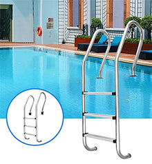 Three-Pedal Swimming Pool Handrail, 63.4" Stainless Steel Swimming Pool Anti-Rust Railing-Embedded Installation-Silver