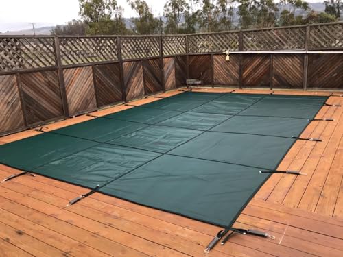 ZAQYCM Wood Deck Pool Safety Cover for Inground Pools, Autumn/Winter Swimming Pool Protective Covers for Square/Rectangle/Oval/Kidney Pools, High Strength PP Mesh Green Blanket(24x40ft/7.3x12.2m)