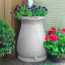 Good Ideas Rain Wizard Plastic Resin Urn, 65 Gallon Rain Barrel, Light Granite and Good Ideas Rain Wizard Rain Barrel Stand, Adds Room for Buckets