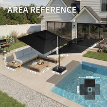 Ombrellon 10 X 13 FT Cantilever Patio Umbrella Outdoor with Lights & Base