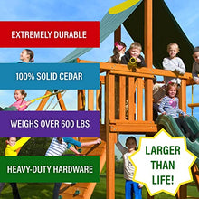 Best in Backyards Solid Cedar Wood Swing Set Jungle Gym Green & Yellow Components